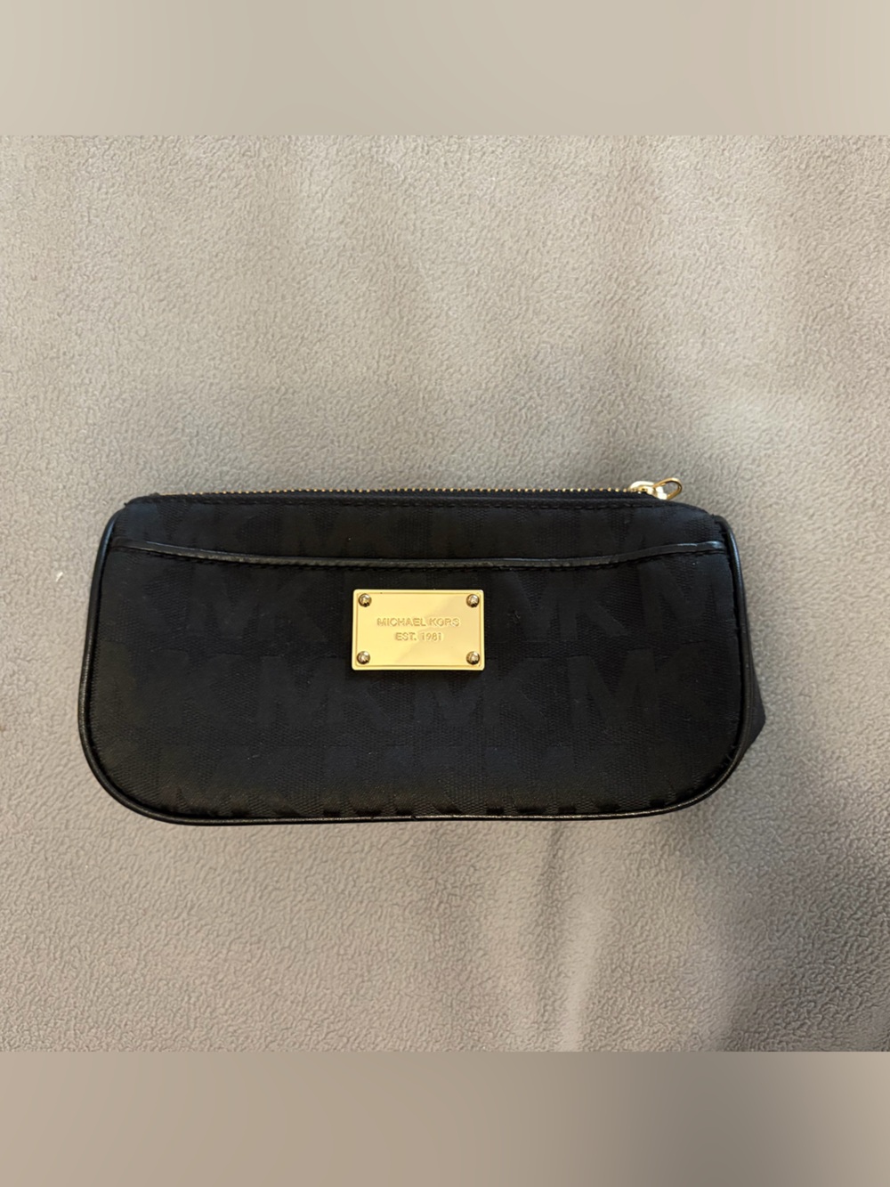 Michael Kors Black Makeup Pouch with Gold Plaque